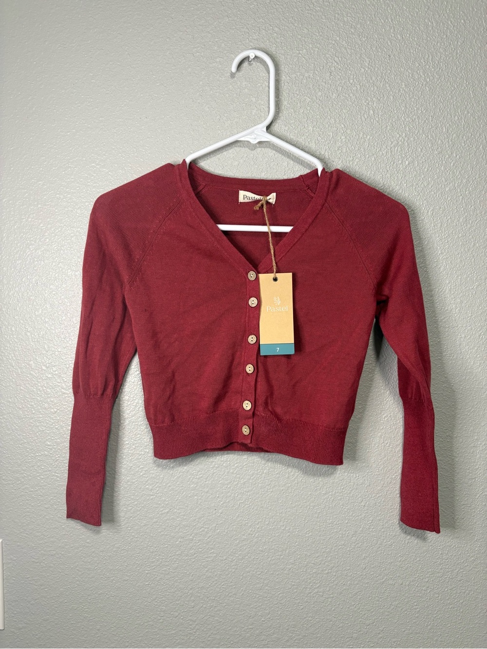 Pastel Button-Front Cardigan – “Sherbet” Maroon | NWT